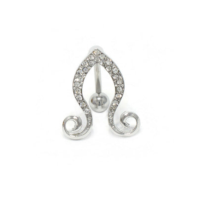 Belly Ring Inverted with Multiple Clear CZ Gems Surgical Steel  14ga