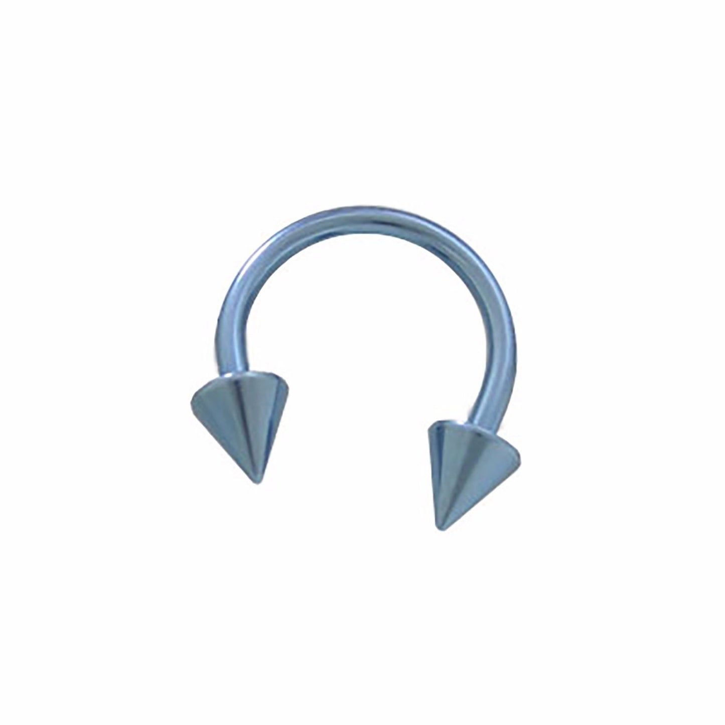 Light Blue 14G Titanium Horseshoe Circular Barbell Ring with 6MM Spike Beads