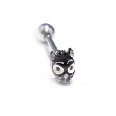 Custom Made Cat Design, Tongue 14ga Piercing Barbell