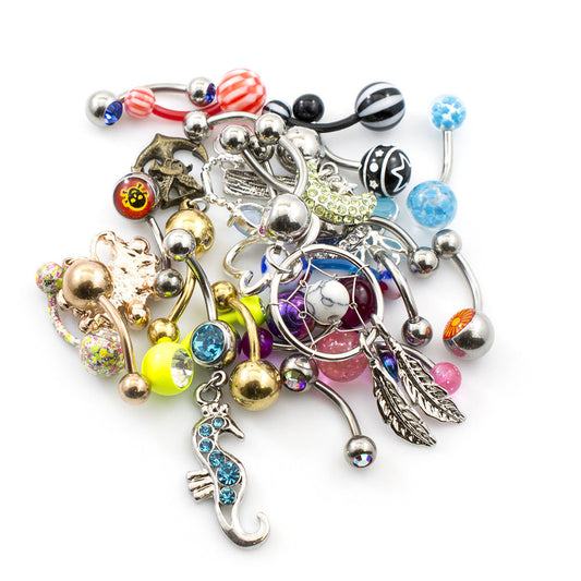 Pack of 12 Belly Button Rings Randomly Picked 14g