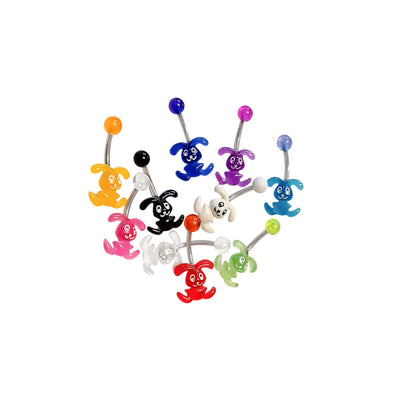 Pack of 10 Acrylic Bunny Rabbit Belly Navel Rings Colorful Surgical Steel 14g