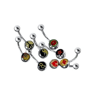 8 Belly Bottom rings 14G Logo design mix words and signs Stainless Steel