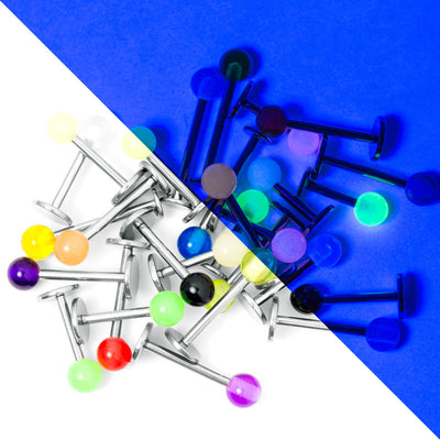 Labret Monroe 16G Cartilage Studs - Mixed Acrylic 316L Steel - Assorted Lengths