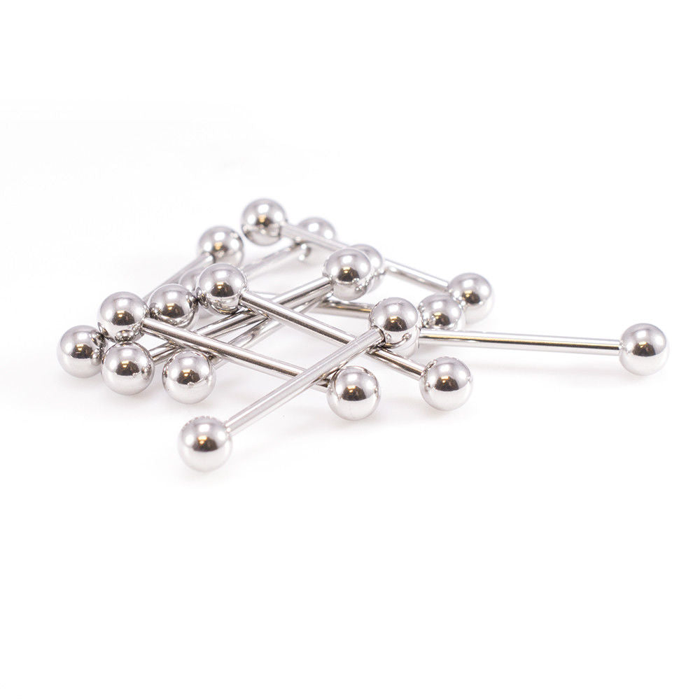 Tongue Barbell basic Jewelry 14G 18mm Made of Surgical Steel pack of 10