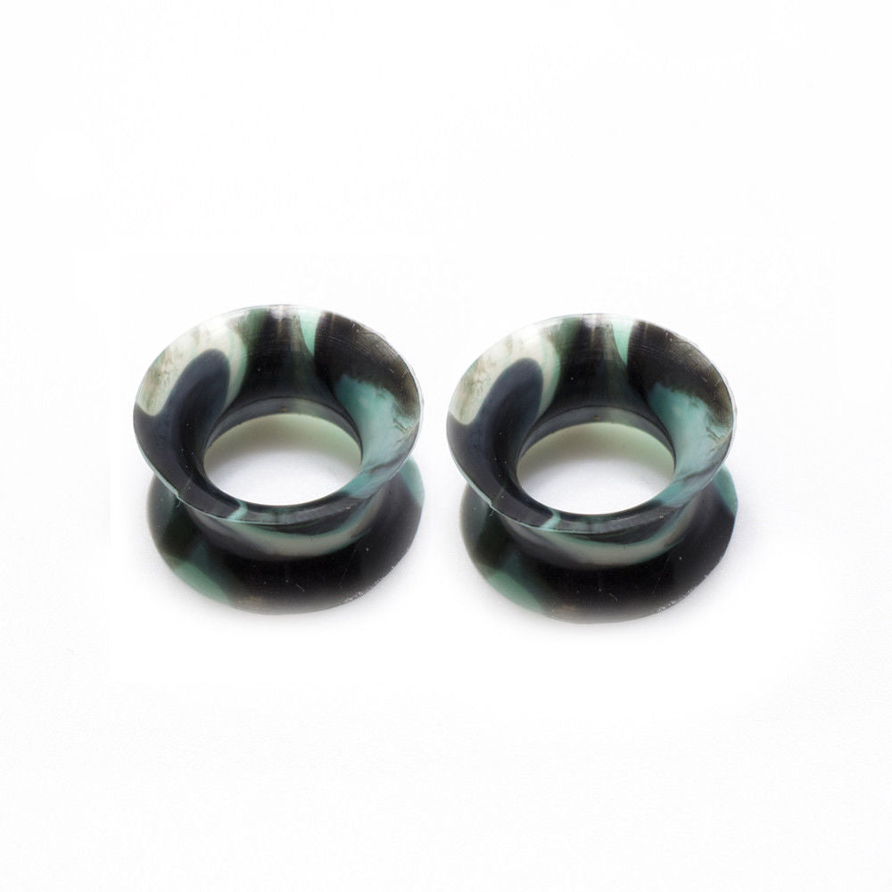 Package of 5 Pairs of Silicone Double Flared Camouflage Plugs - 2 Gauge to 1/2