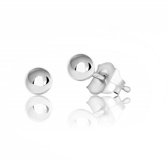 14k Solid White Gold Hollow Ball Stud Earrings- Sold as a Pair 20ga