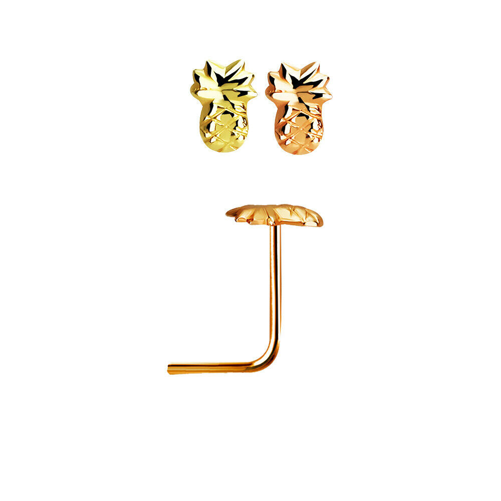 Nose studs L shaped Sterling Silver gold and rose gold plating