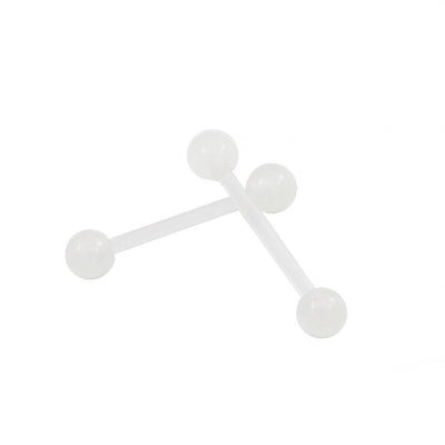 Pair of Barbells Glow in the dark 14g Perfect to Tongue and Nipple Bioflex