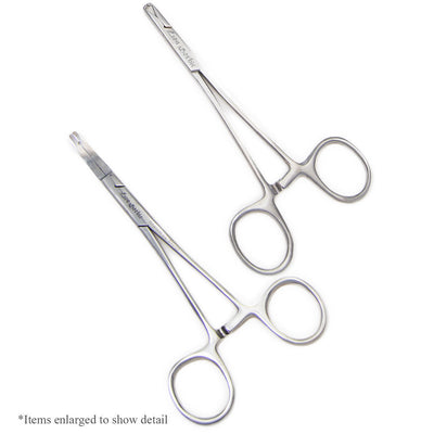 Dermal Body Piercing Kit - 2 Forceps w/11 Dermal CZ Tops and Bottoms + Gloves