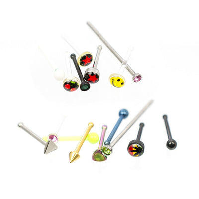 Nose Rings Nose Bone & Fish Tail 300 pcs 20g Assorted Designs with Display Case