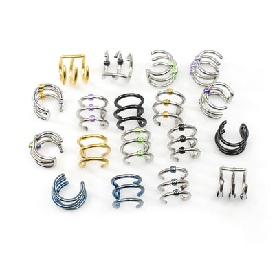 Ear Cartilage / Cuff Pack of 9 Pairs no Duplicates No Piercing Needed Surgical S