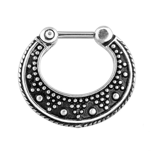 Dotted Pattern Two Tone 316L Surgical Steel Septum Clicker Ring 16G