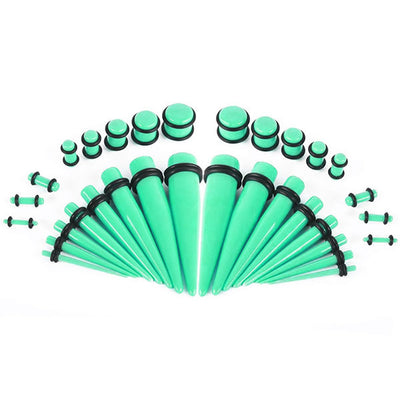 Ear Stretching Kit with Glow Tapers and Plugs 36 Pieces - 14ga- 00ga