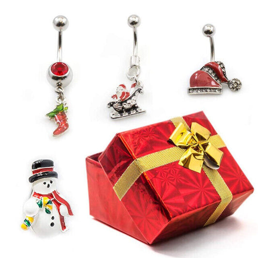 Pack of 4 Holiday Belly Button Rings with Gift Box #7