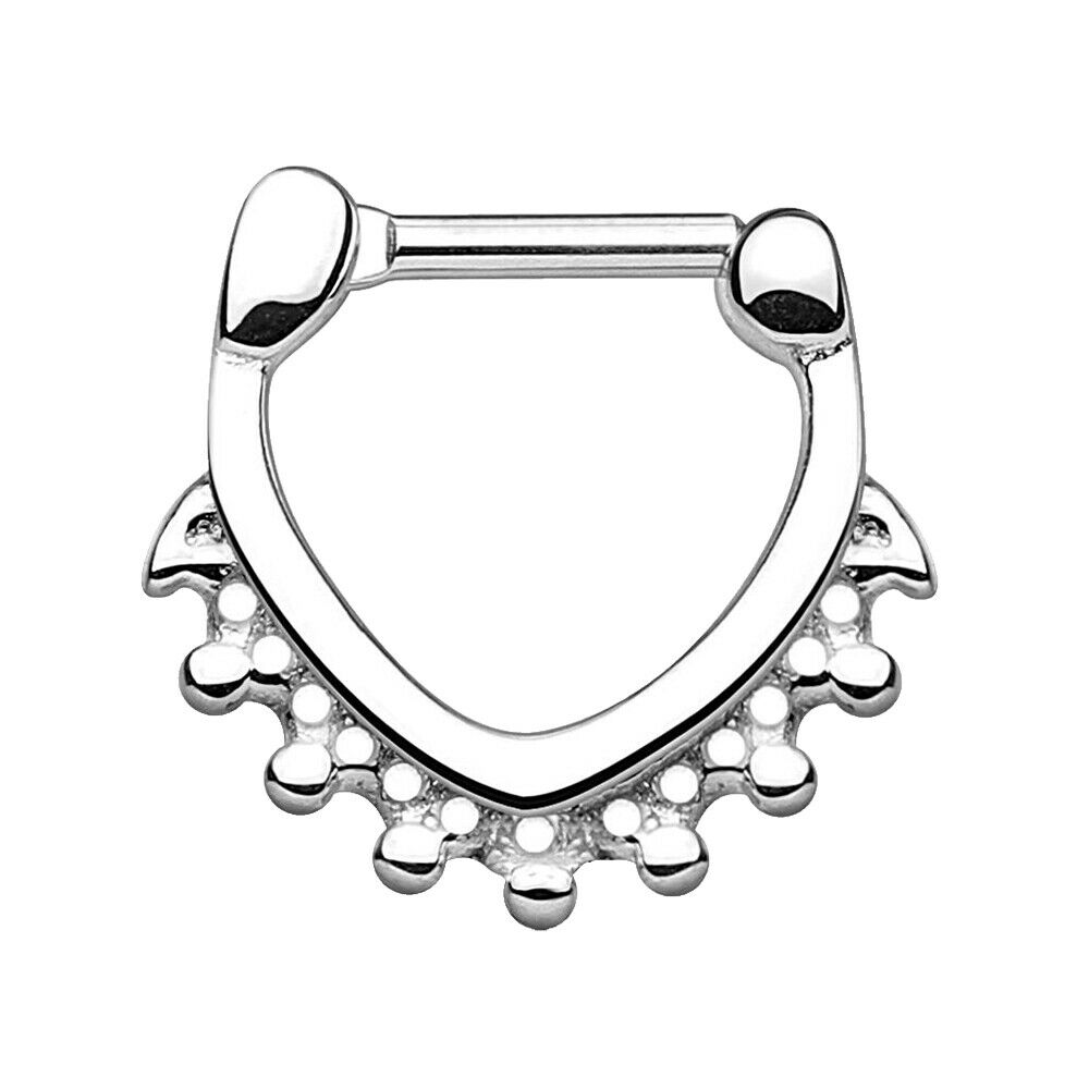 Triangle Shape with Beads 100% Surgical Steel Septum Clickers 14G - 16G