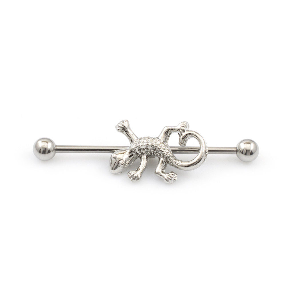 Industrial Barbell with Lizard Design 14G