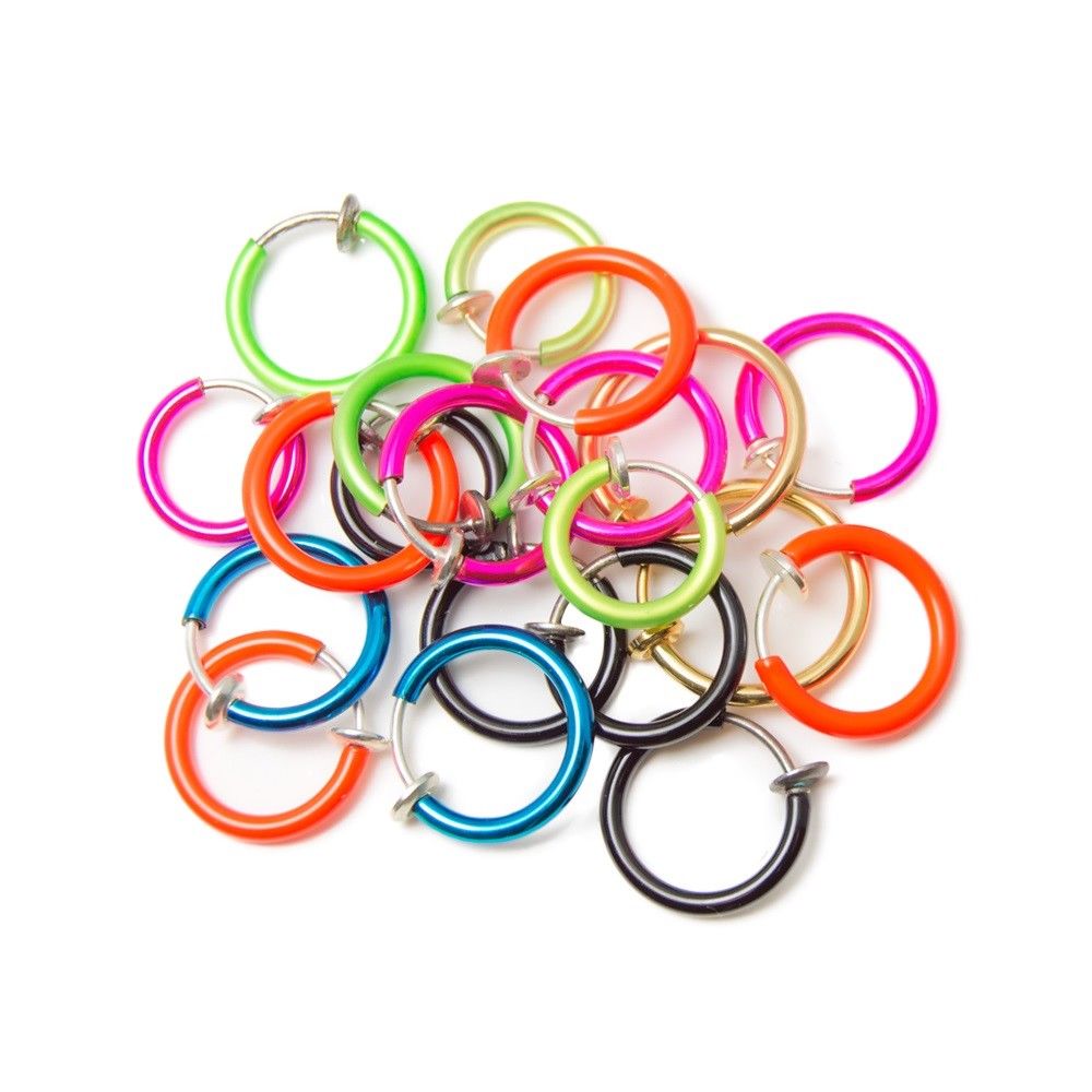 100pcs Non-piercing Fake Ring Hoops Anodized Finish - Lip, Nose, Cartilage & Ear