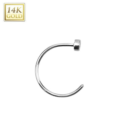 Nose Hoop 14k Solid Rose Gold or 14k Solid White Gold 22 Gauge 5/16"- 8mm