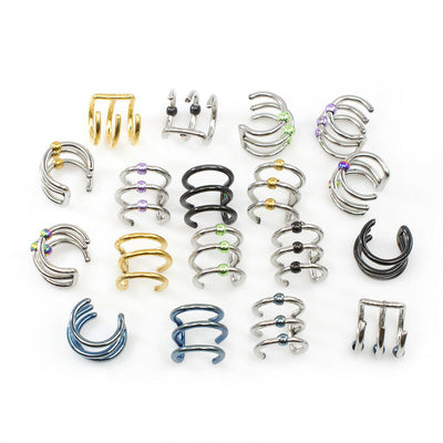 Ear Cartilage / Cuff Pack of 9 Pairs no Duplicates No Piercing Needed Surgical S