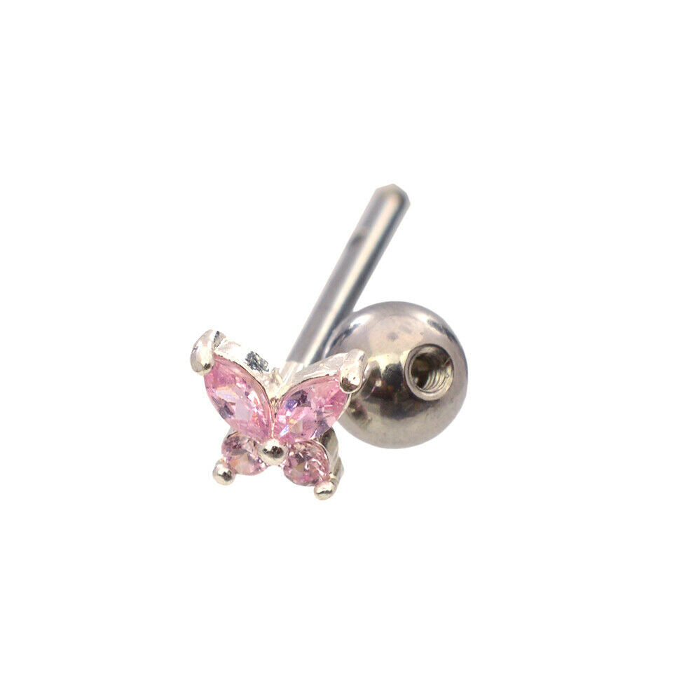 Pack of 2 Straight Barbell with Butterfly in the End Surgical Steel