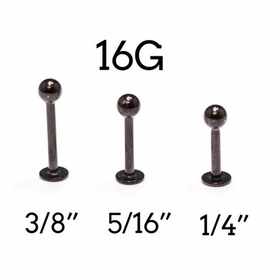 Black Labret Stud 16G 3pc I.P. Monroe Lip Ring Cartilage Ear Piercing Medusa
