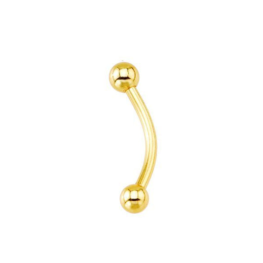 Eyebrow Ring 14kt Solid Yellow Gold Curved Barbell Rook Daith 3mm Balls 18G 16G