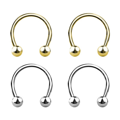 Pair of Horseshoe Eyebrow Ear Cartilage Piercings Ion Plated Gold 18 Gauge 10mm