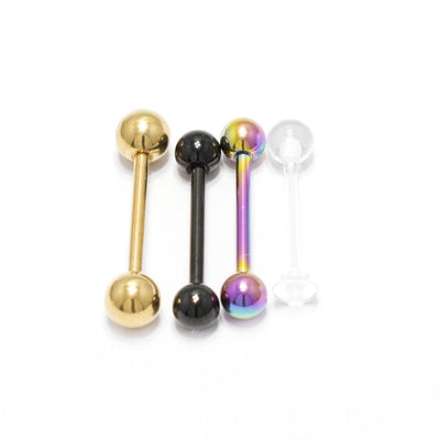 Tongue Rings Barbell 4 Pack Nipple Surgical Steel Bar + Retainer 14G 16mm 5/8"