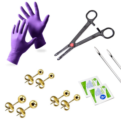 Ear Piercing Kit 20G Ear Stud 2 Color Options - 13 Pieces  + Bonus Marker