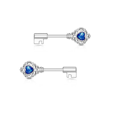 Key Design 14G Nipple Barbell with Opalite Gem