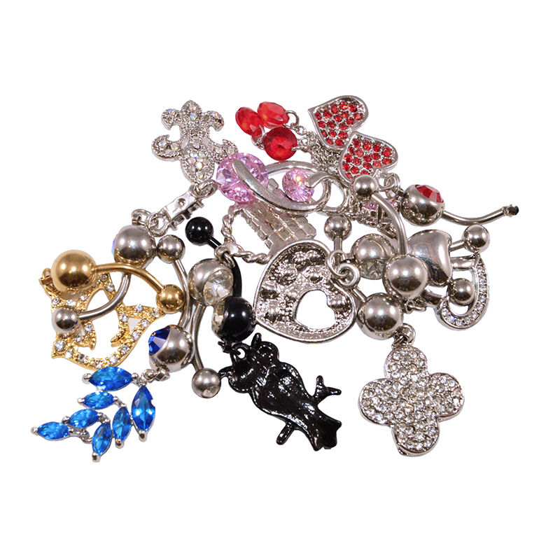 Wholesale Assorted Belly Rings  Dangle Design 10 Pieces 14G