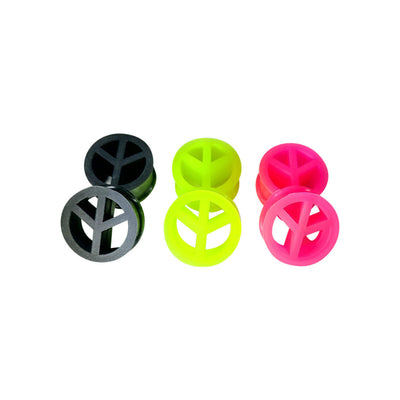 Pair of UV Glow Silicone Peace Sign Ear Plugs Tunnels Gauges