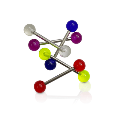 Tongue rings, Straight Barbells, Piercing Rings 14 Gauge 5/8" Length - 5 pack