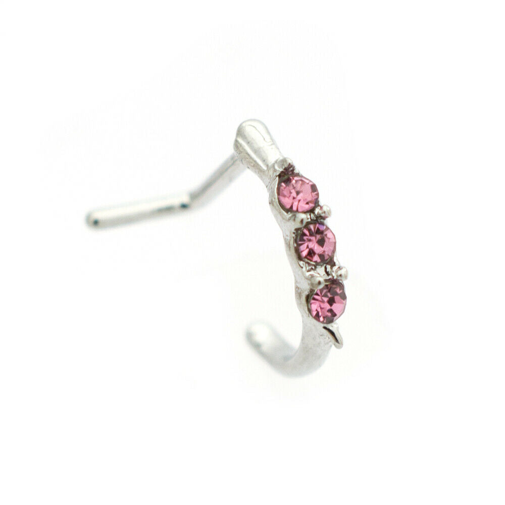 Nose Ring L-shape nose screw with Cubic Zirconia Stone 20G