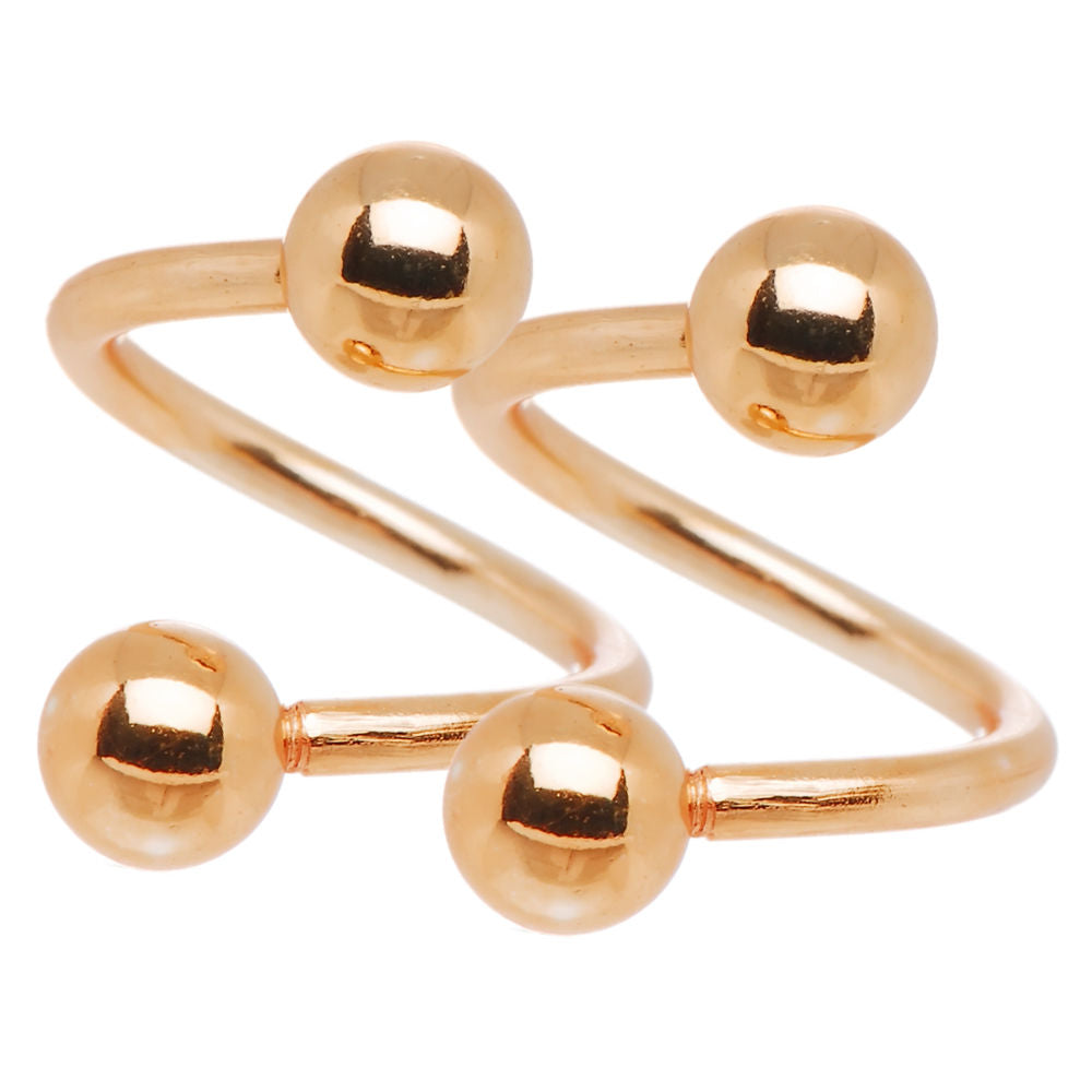 Pair of Twister Rings - 16ga Rose Gold I.P. -Perfect for Lip, Cartilage, Eyebrow