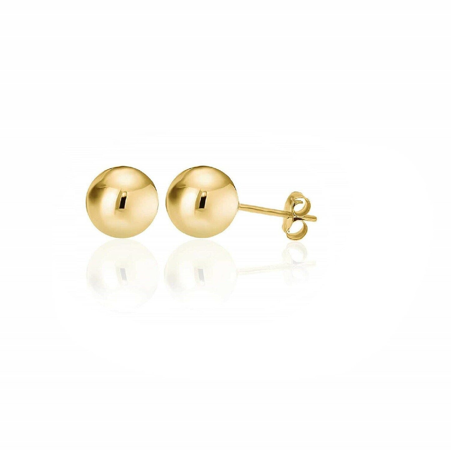 14k Solid Yellow Gold Hollow Ball Stud Earrings- Sold as a Pair 20ga