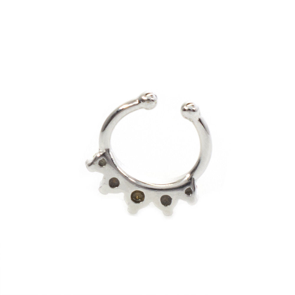 Septum Hanger Jewelry with Prong Setting Cz Gems 8mm Drop Length