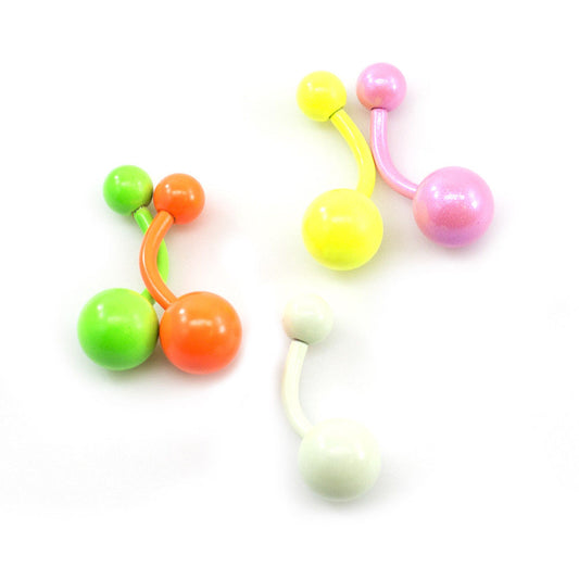 Belly Button Ring Package of 5 with Colorful Enamel coated 14G