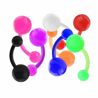Belly Button Navel Rings with Solid Acrylic Balls Bio-Flex set of 8