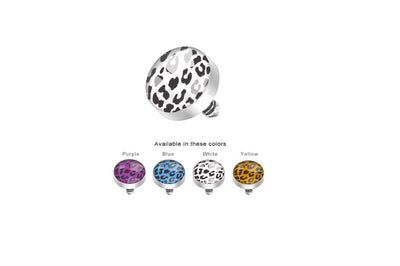 Surgical Steel Internally Threaded Leopard Print Inlayed Dome Dermal Top - SAS35