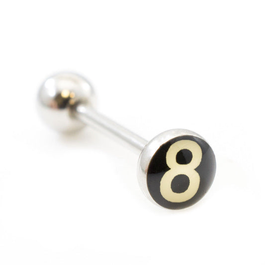 Tongue Barbell with 8 ball design 14g