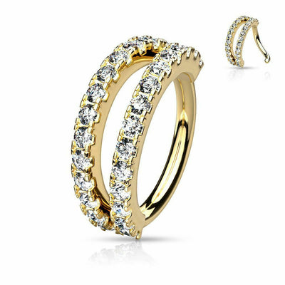 Nose and Ear Bendable Nose Hoop Double Lined Micro Set CZ 16ga - Sold Each