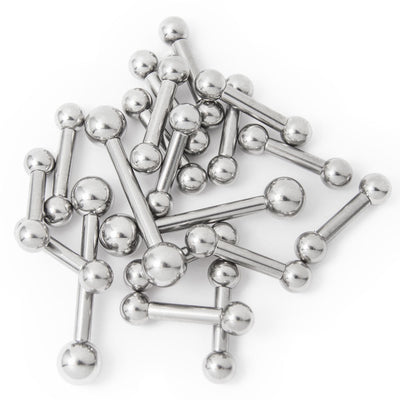10 Pcs. Mixed Piercing Barbells - 8 Gauge and Mixed Lengths