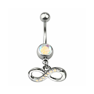 Belly Navel Dangle Ring Surgical Steel Infinity with CZ Jewels Sold individually