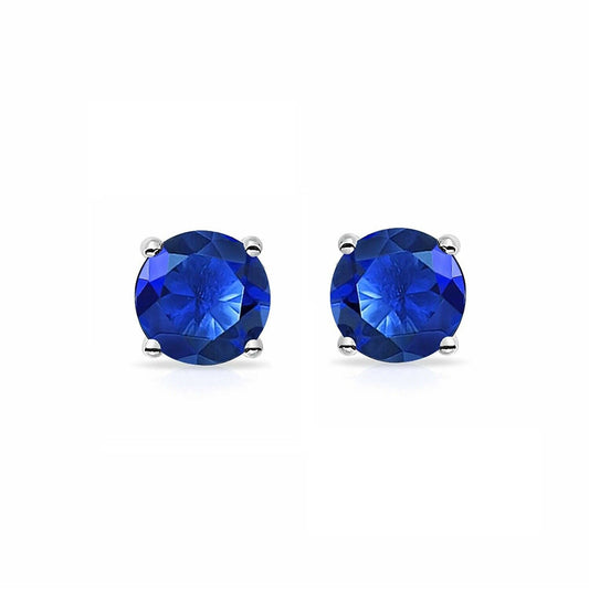 Earrings Magnetic with Blue Prong Set Cubic Zirconia 6mm - Sold as a Pair