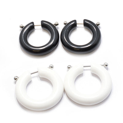 Large Acrylic Hoop Ring Dangle Earrings 16G Surgical Steel Straight Barbell