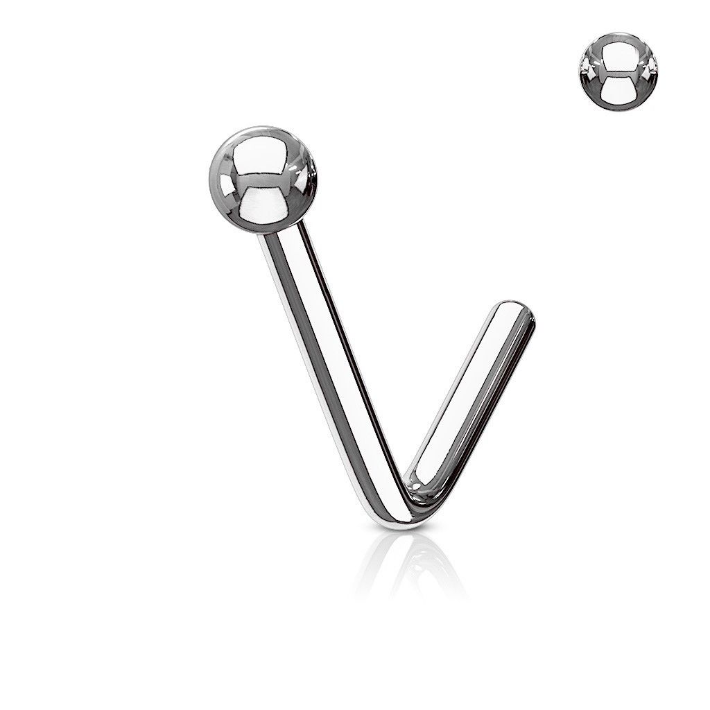 Nose Ring Stud Round Top I.P Surgical Steel L Bend Shape 20G 18G 6MM - 4 Colors