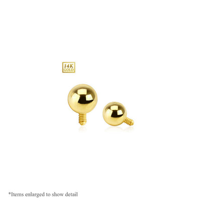 Dermal Top Internally 14 Karat Solid Gold Threaded Ball 3mm 14g Sold Each