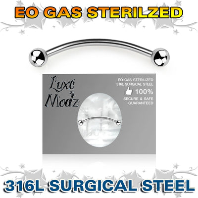 Curved barbell surgical steel 16G for snake bite tongue rings and more
