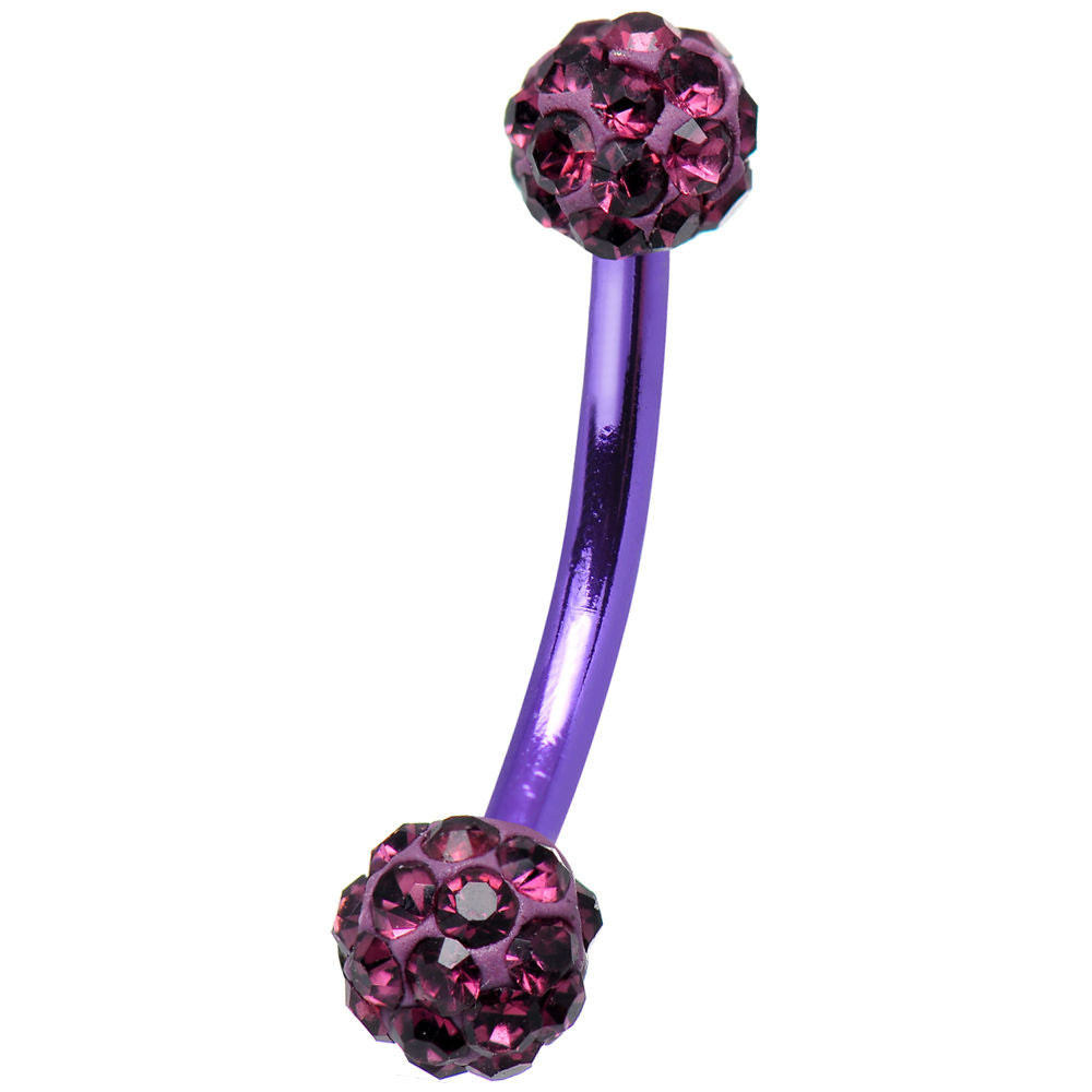 Anodized Titanium Curved Barbell 16G Eyebrow Ring with Ferido Ball Ends